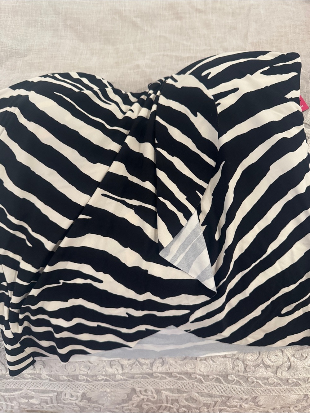 Vince Camuto Black and White Zebra Strapless bathing suit top